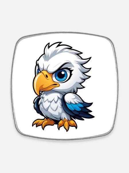 Poussin aigle effronté - Magnet carré - blanc