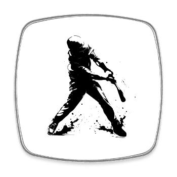 Lustiger Baseballspieler - Viereckiger Kühlschrankmagnet - Weiß - Vorne