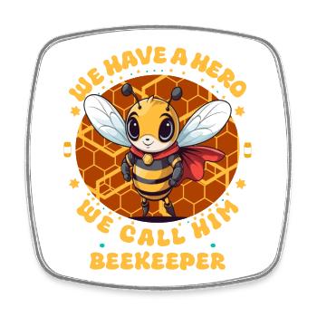 Bees and beekeepers - Square fridge magnet - white - Front