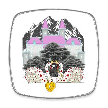 Mountain Castle Swans Love Heart Saint-Valentin - Magnet carré - blanc - Devant