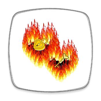 Herzen Liebe Flammen Valentinstag Beziehung - Viereckiger Kühlschrankmagnet - Weiß - Vorne