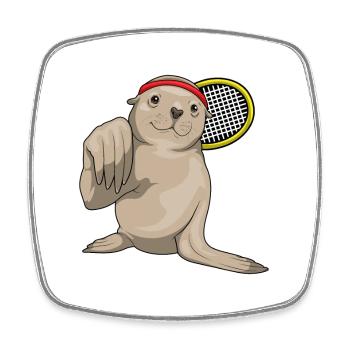 Seal Tennis Raquette de tennis - Magnet carré - blanc - Devant