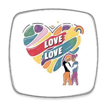 Love is Love – LGBTQIA+ Pride Herz Design - Viereckiger Kühlschrankmagnet - Weiß - Vorne