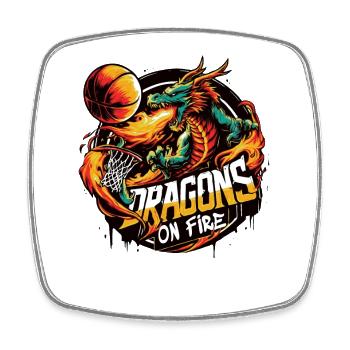 Basket-ball Dragons on Fire - Magnet carré - blanc - Devant