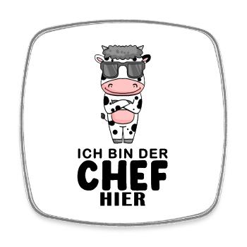 Chef Spruch Anführer Kuh Motiv - Viereckiger Kühlschrankmagnet - Weiß - Vorne