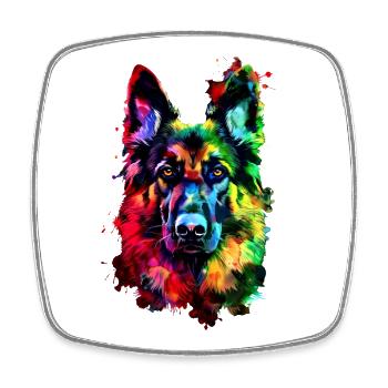 Berger Allemand Couleurs Vives Pop Art Chien Chiens De Berger - Magnet carré - blanc - Devant