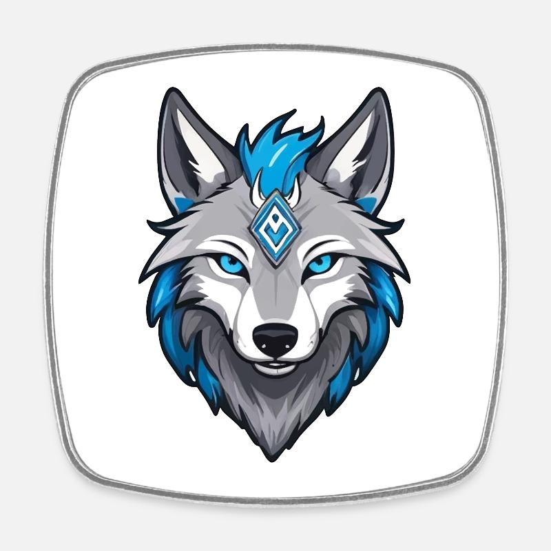 Runic Viking Wolf - Viereckiger Kühlschrankmagnet - Weiß