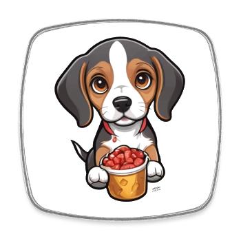 Tiny Beagle Pup - Square fridge magnet - white - Front