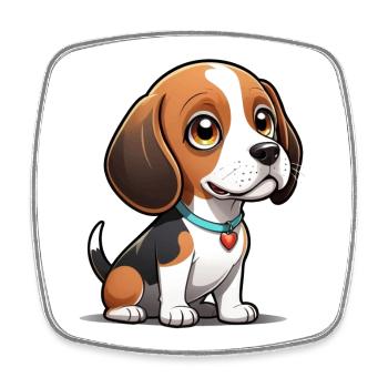 Chiot Beagle Heart - Magnet carré - blanc - Devant