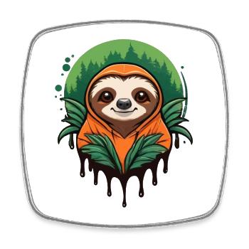 Cozy Hoodie Sloth - Viereckiger Kühlschrankmagnet - Weiß - Vorne