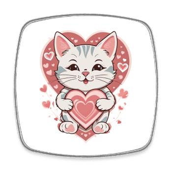 Love Cat , Katze - Viereckiger Kühlschrankmagnet - Weiß - Vorne