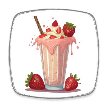 Milkshake aux fraises - Magnet carré - blanc - Devant