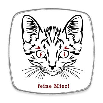 Katze, feine Miez - Viereckiger Kühlschrankmagnet - Weiß - Vorne