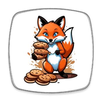 Cookies and Foxes | Fox and chocolate - Square fridge magnet - white - Front