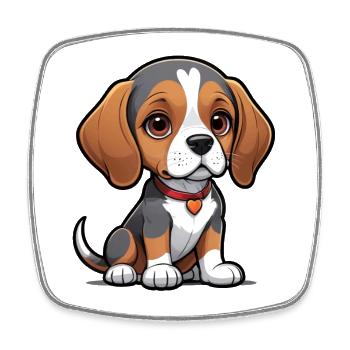 Beagle Love Pup - Viereckiger Kühlschrankmagnet - Weiß - Vorne