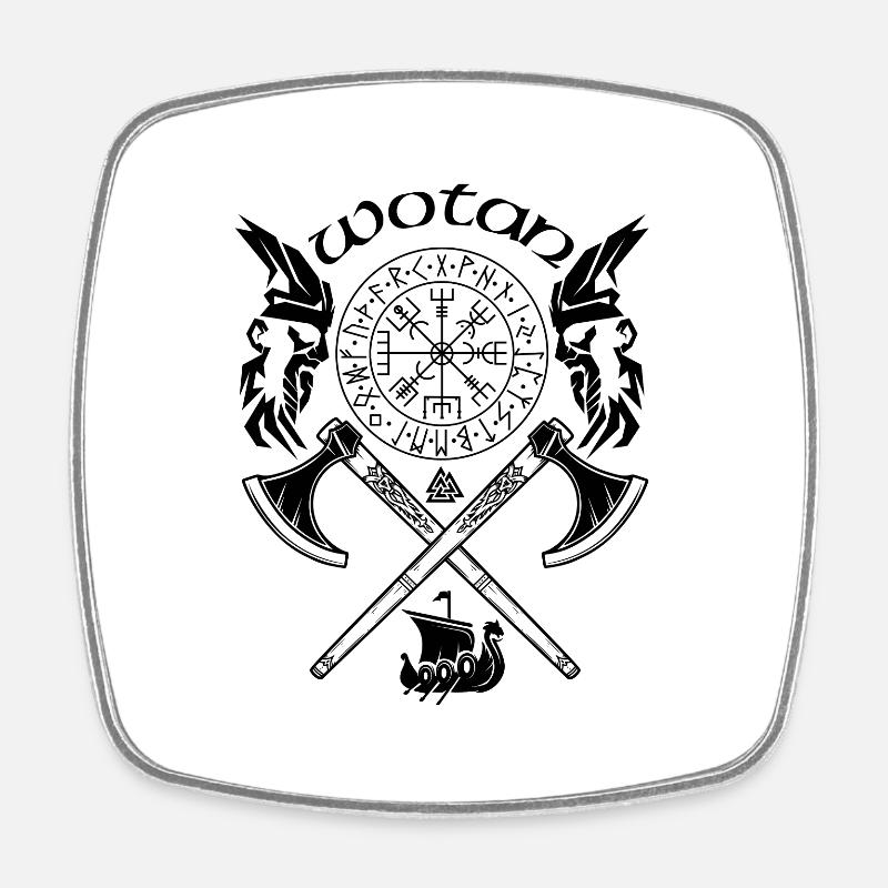 Wotan-VIKING-Wikinger SYMBOLE-WIKINGER RUNEN - Viereckiger Kühlschrankmagnet - Weiß