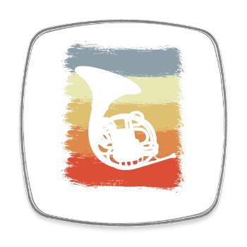Retro Waldhorn - Viereckiger Kühlschrankmagnet - Weiß - Vorne