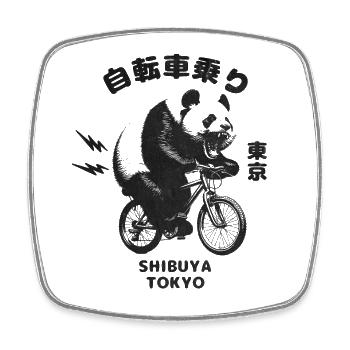 Radfahrender Panda Shibuya Tokyo - Viereckiger Kühlschrankmagnet - Weiß - Vorne