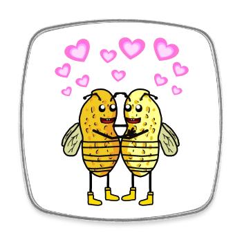 Peanut Bees Bumblebees Insects Nut Peanuts - Square fridge magnet - white - Front