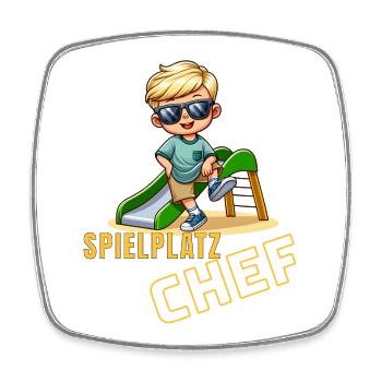 Spielplatz Chef - Cooles Jungen Outfit für Sommer - Viereckiger Kühlschrankmagnet - Weiß - Vorne