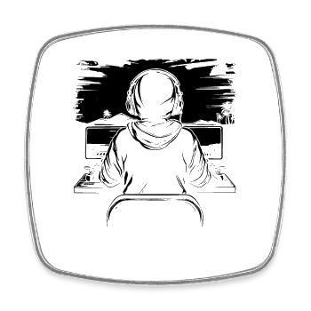 Gamer Sketch - Square fridge magnet - white - Front