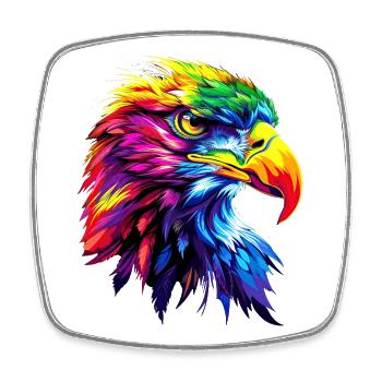 Adler Pop Art Bunte Farben Steinadler Seeadler - Viereckiger Kühlschrankmagnet - Weiß - Vorne