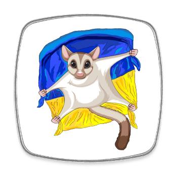 Cute Sugar Glider with Ukraine Flag - Square fridge magnet - white - Front