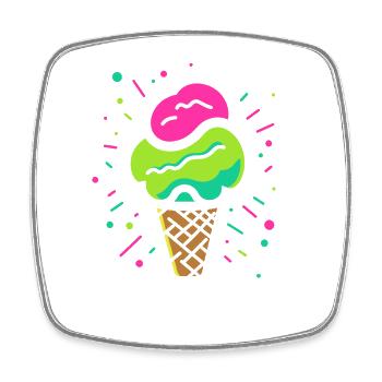 Cornet de crème glacée look bande dessinée - Magnet carré - blanc - Devant