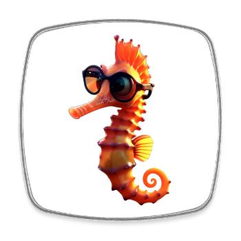 Seahorse Aquarist Angler Cute Seahorse - Square fridge magnet - white - Front