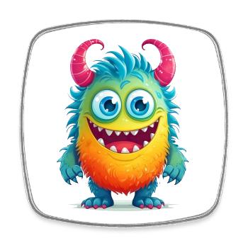 Niedliches Monster - Viereckiger Kühlschrankmagnet - Weiß - Vorne