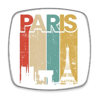Paris Vintage Sunset Stripes - Magnet carré - blanc - Devant