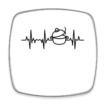 Cooking pot ECG heartline - Square fridge magnet - white - Front