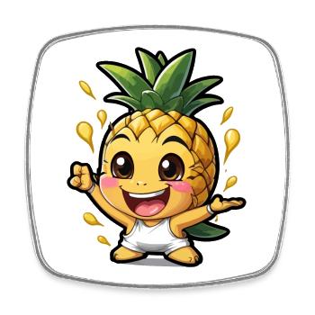 Lustige Baby Ananas - Viereckiger Kühlschrankmagnet - Weiß - Vorne