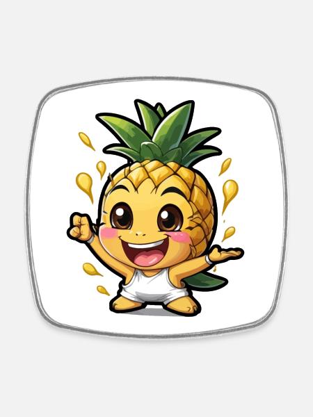 Drôle de bébé ananas - Magnet carré - blanc