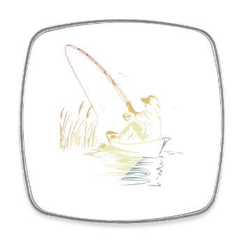Croquis de pêche rétro - Magnet carré - blanc - Devant