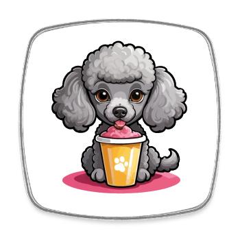 Poodle lady feeding - Square fridge magnet - white - Front