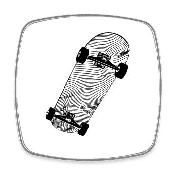 Skateboard Zeichnung - Viereckiger Kühlschrankmagnet - Weiß - Vorne