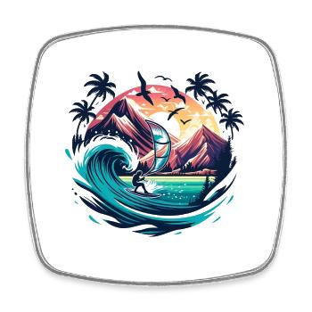 Sunset Surf Adventure Wing Foiling Nature Lover - Square fridge magnet - white - Front