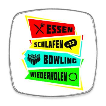 Eat Sleep Repeat bowling - Square fridge magnet - white - Front
