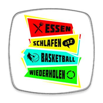 Eat Sleep Repeat Basketball - Square fridge magnet - white - Front