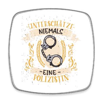 Polizistin Geschenk Sicherheit Lustig Beruf - Viereckiger Kühlschrankmagnet - Weiß - Vorne