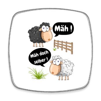 Mäh! Mäh doch selber-lustiges Motiv mit Schafen - Viereckiger Kühlschrankmagnet - Weiß - Vorne