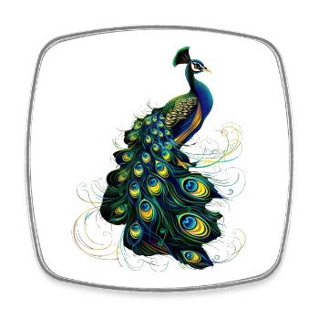 Pfau Blauer Pfau Pfauen Peacock Rad Pfauenrad Pfau - Viereckiger Kühlschrankmagnet - Weiß - Vorne