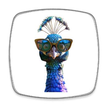 Pfau Blauer Pfau Pfauen Peacock Rad Pfauenrad Pfau - Viereckiger Kühlschrankmagnet - Weiß - Vorne