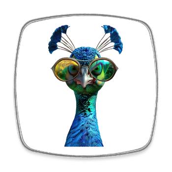 Pfau Blauer Pfau Pfauen Peacock Rad Pfauenrad Pfau - Viereckiger Kühlschrankmagnet - Weiß - Vorne
