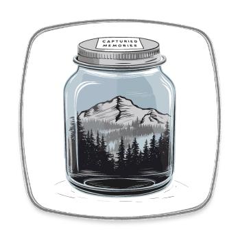 Souvenirs capturés - Paysage de montagne dans un verre - Magnet carré - blanc - Devant