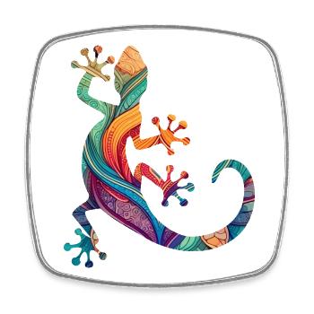 Mandala Gecko - Viereckiger Kühlschrankmagnet - Weiß - Vorne