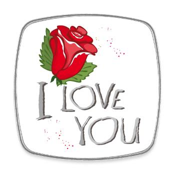 i love you Liebe Rose - Viereckiger Kühlschrankmagnet - Weiß - Vorne