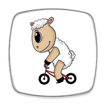 Schaf Fahrrad - Viereckiger Kühlschrankmagnet - Weiß - Vorne
