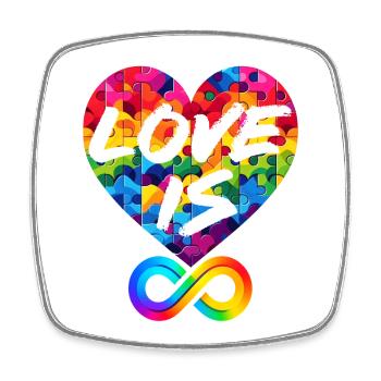 LIEBE IST UNENDLICH, LIEBESPUZZLE, LGBTQIA+ - Viereckiger Kühlschrankmagnet - Weiß - Vorne